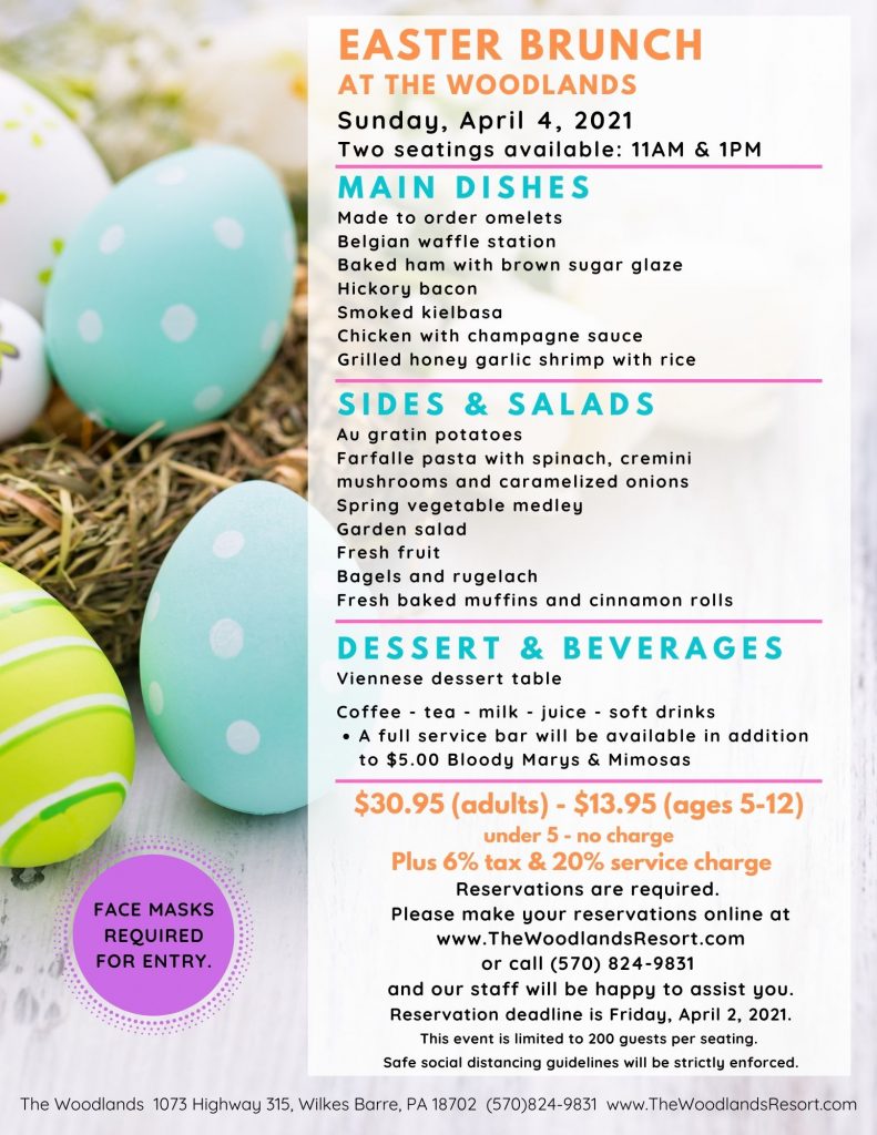 Easter Brunch at The Woodlands Events in PA Where & When